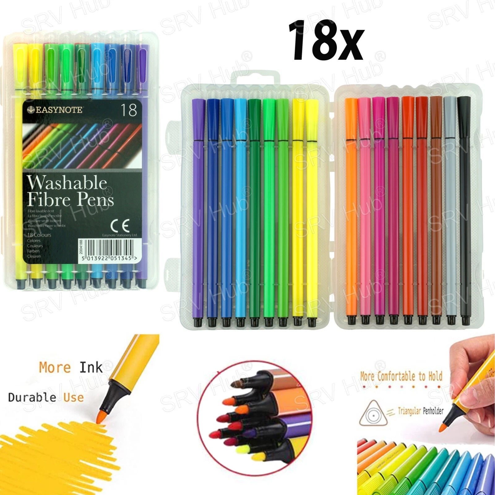 12Pcs Washable Felt Tip Markers