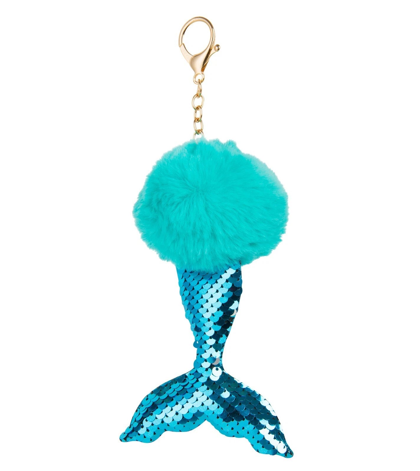 1x Random Mermaid Sequin Pom Pom Keyring