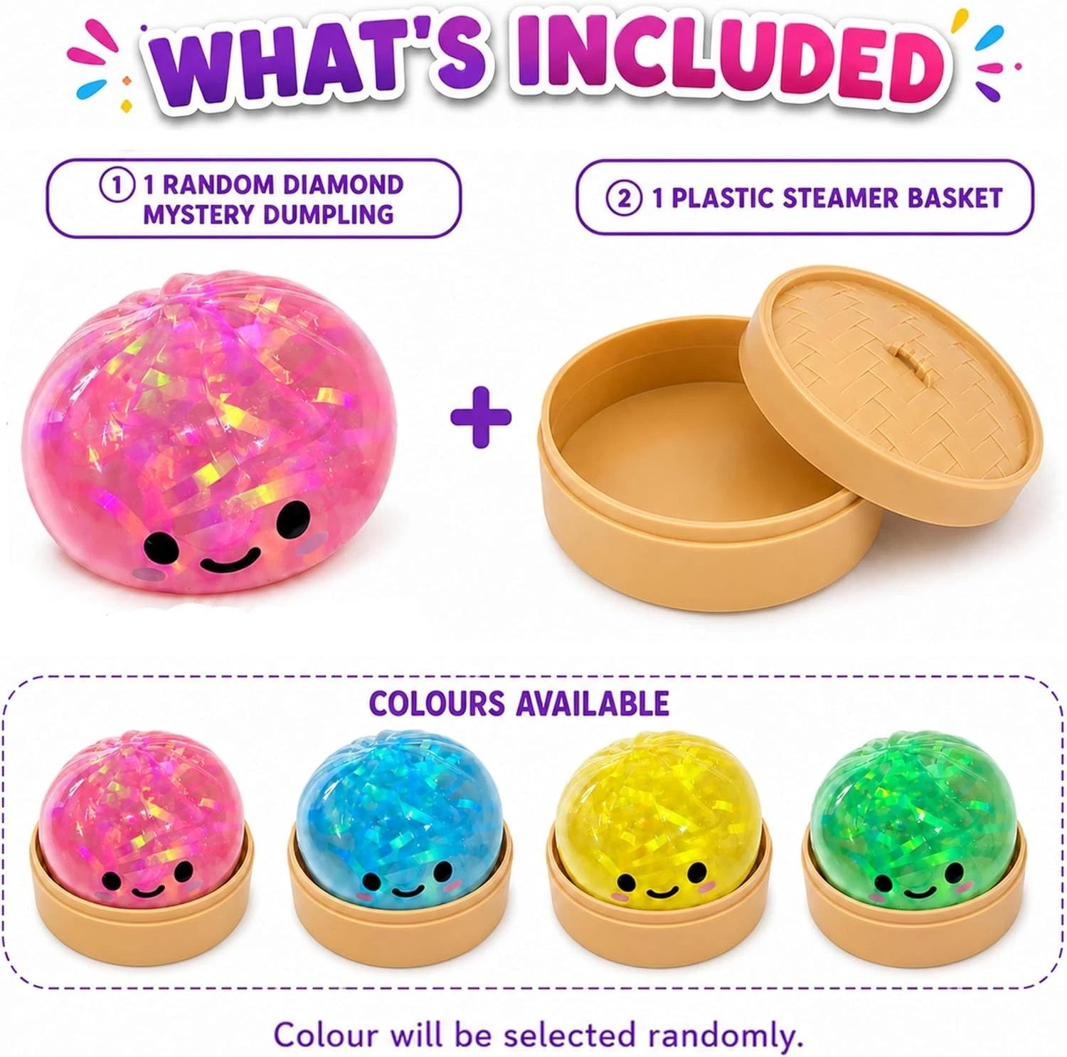 8.5cm Mystery Squishy Diamond Dumpling Toy - 1x Random