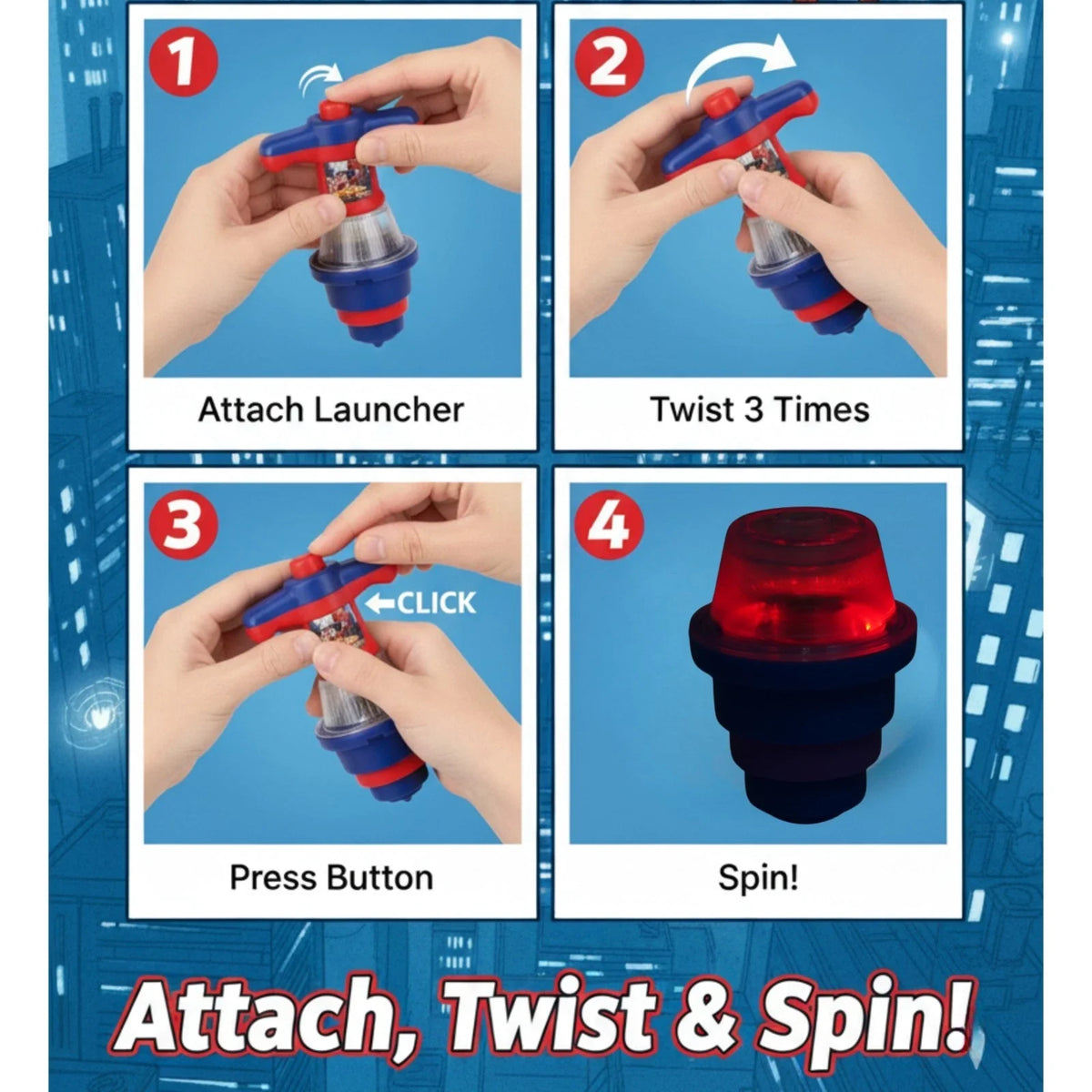 Spider-Man Kids Licensed Light-Up Spinning Top 11cm – view 4