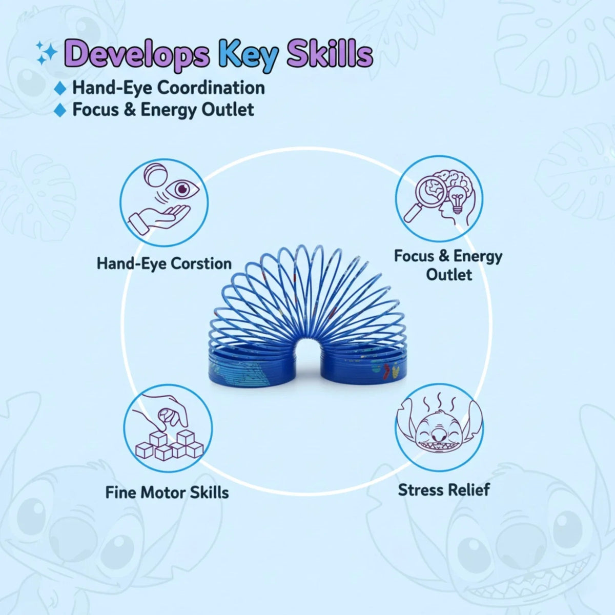 Disney Stitch Kids Licensed Bouncy Spring Toy 6.5cm – view 3