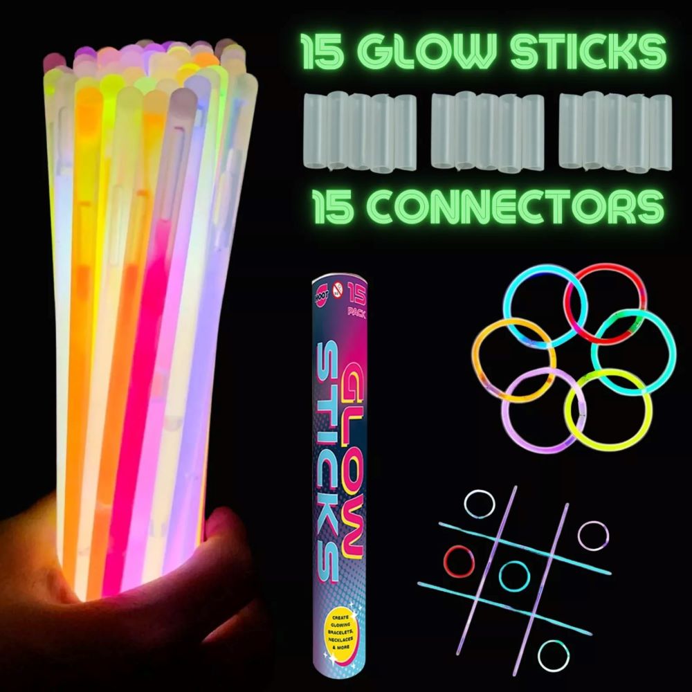 Colourful and Bright Glow Sticks- 15Pcs