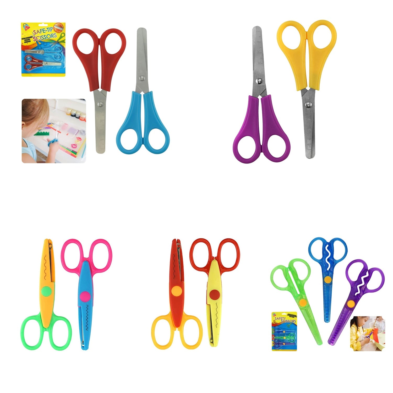 Kids Craft Scissors Safety & Decorative Scissor Set