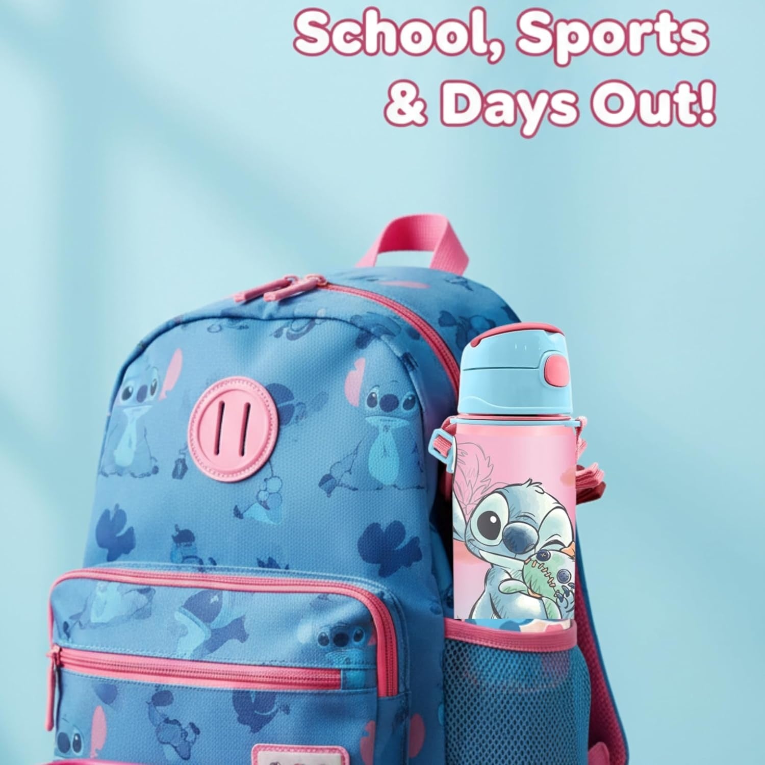 Aluminium Water Bottle with Straw & Strap 600ml - Assorted