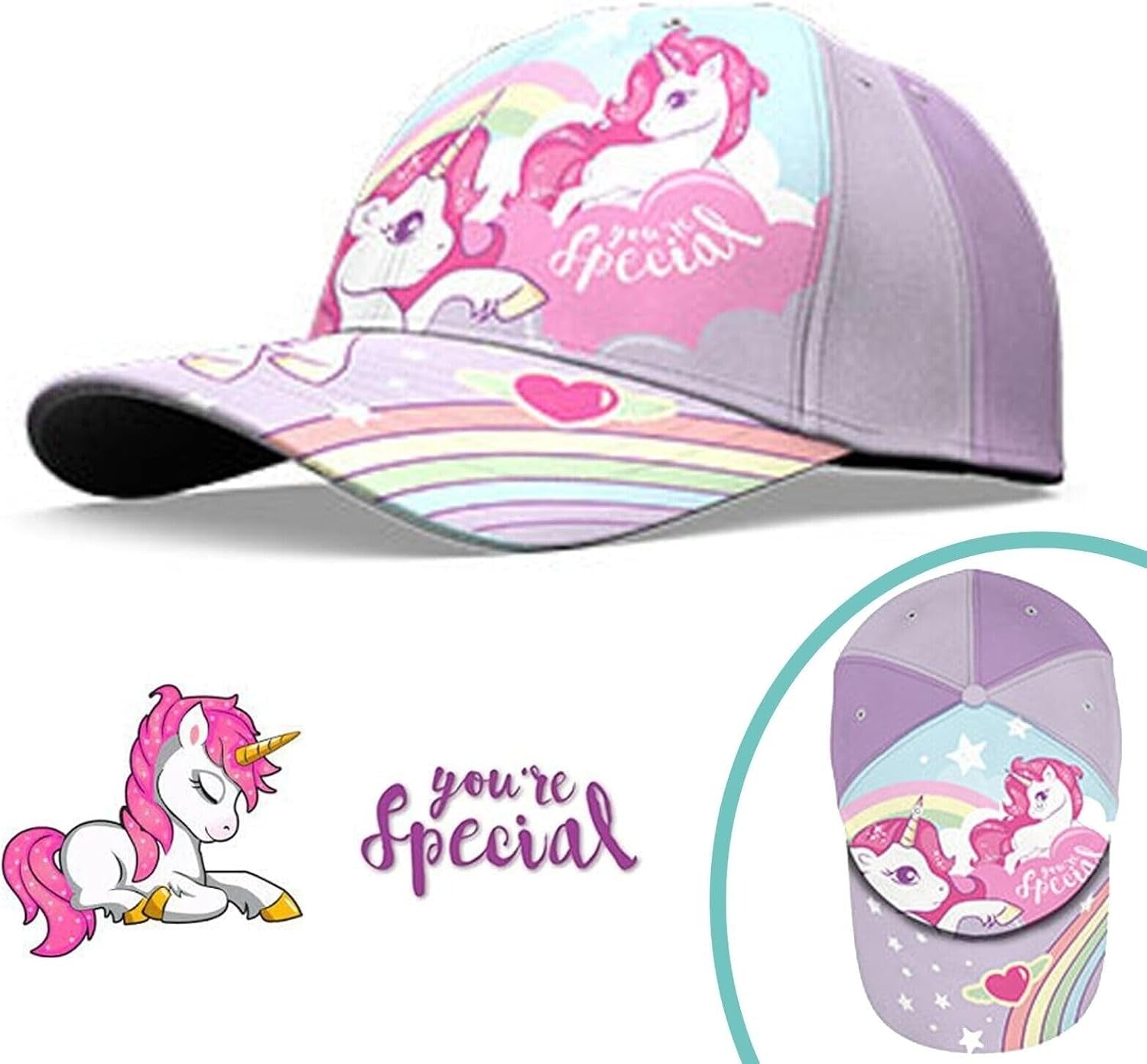 Unicorn Cotton Baseball Cap 3-7 Years - Assorted Colours