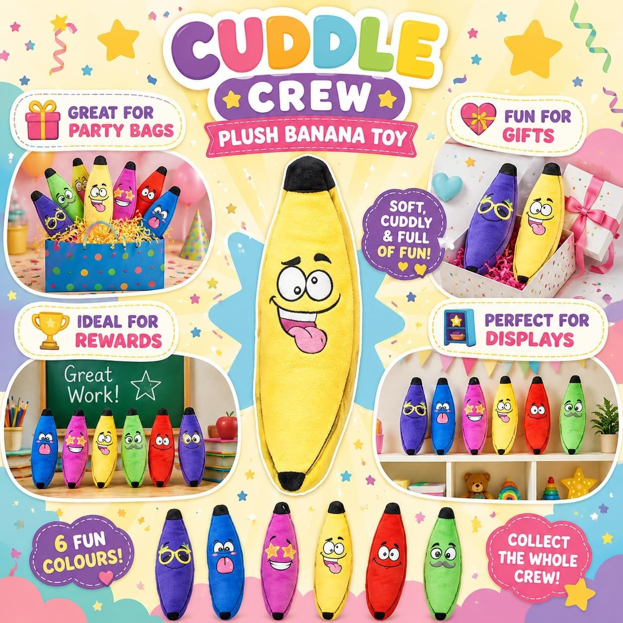 Banana Sensory Squishy Stretchy Toy – Assorted