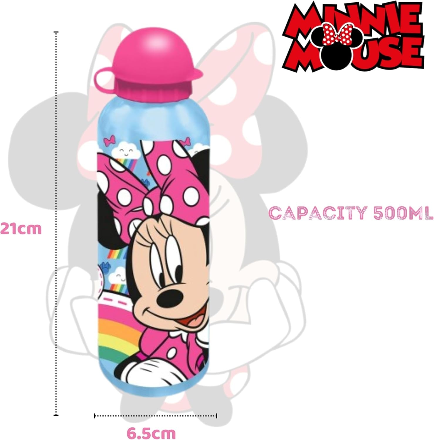 Minnie Mouse Aluminium Water Bottle 500ml