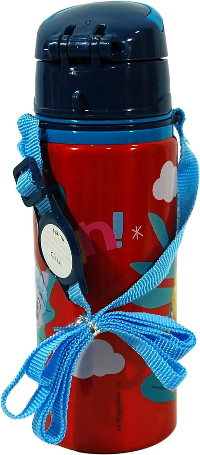 Aluminium Water Bottle with Straw & Strap 600ml - Assorted
