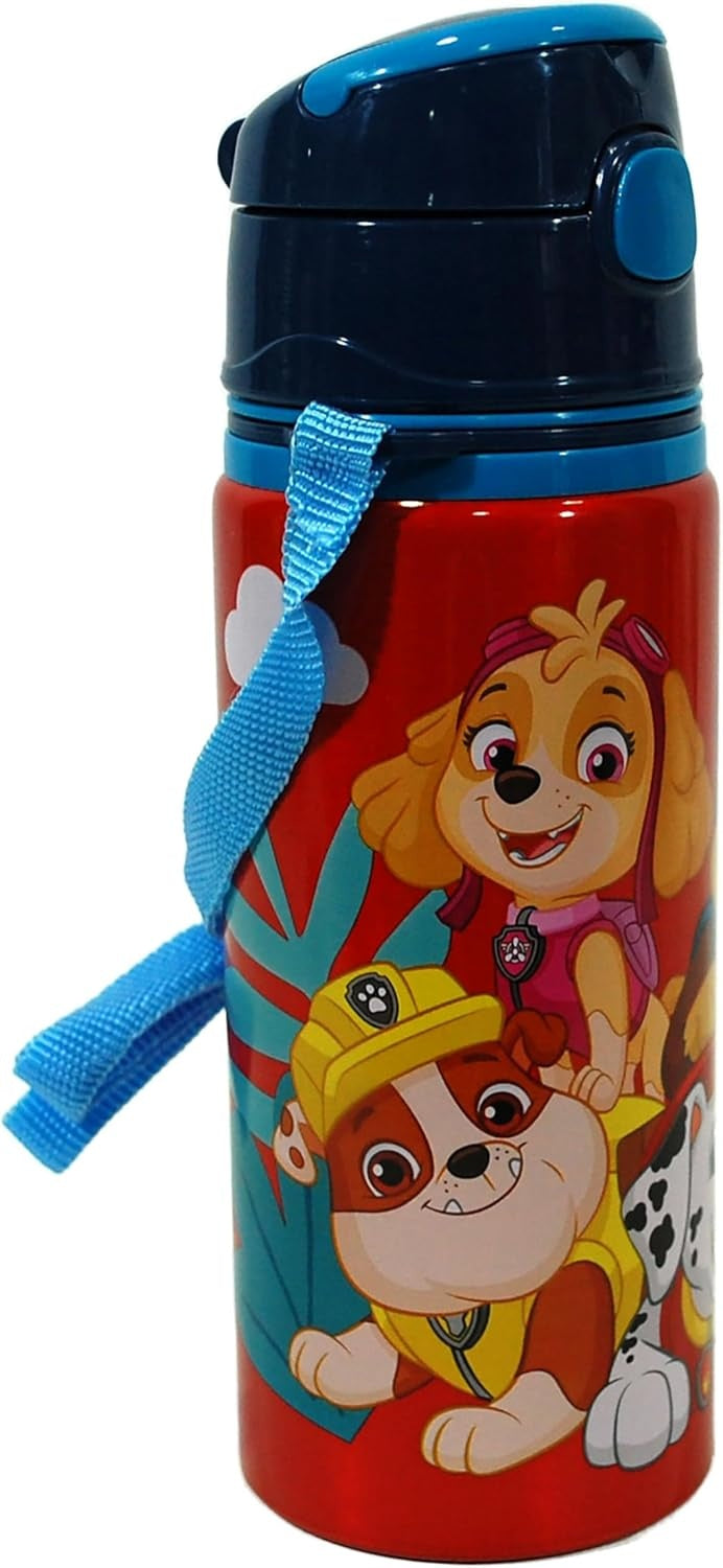 Aluminium Water Bottle with Straw & Strap 600ml - Assorted