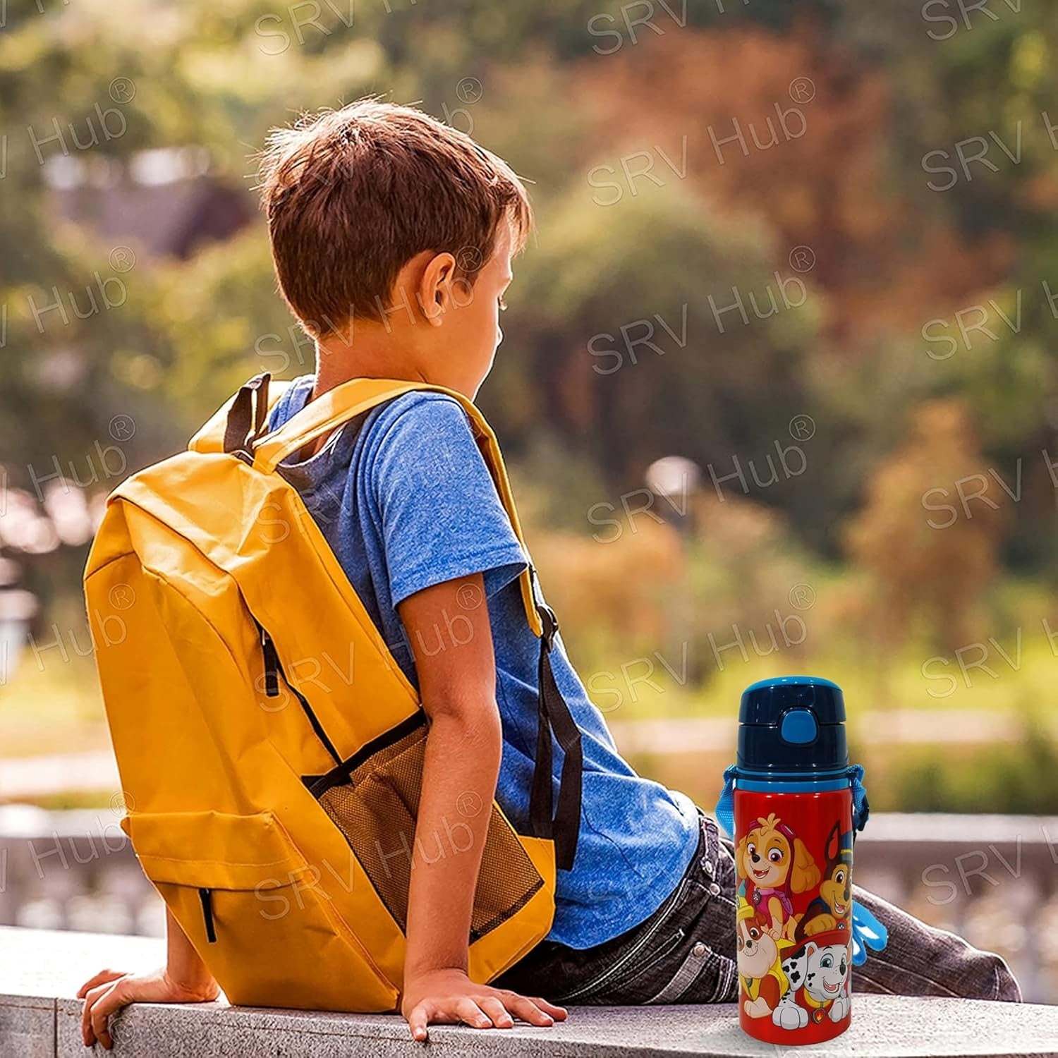 Aluminium Water Bottle with Straw & Strap 600ml - Assorted