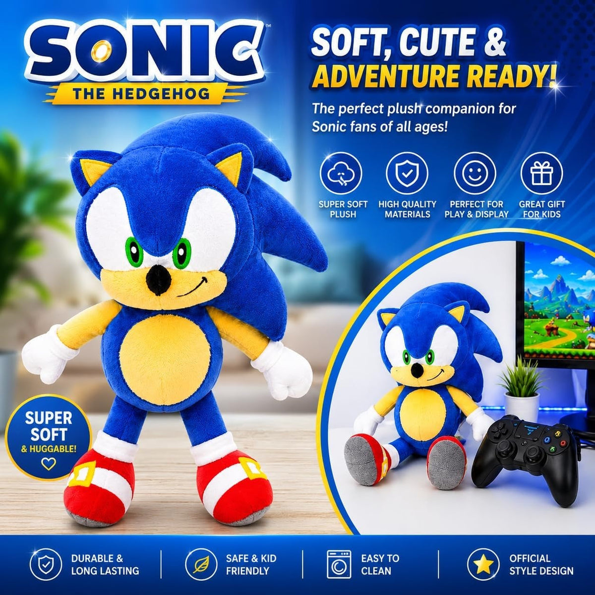 Sonic Kids Licensed 3D Plush Toy 30cm – view 6