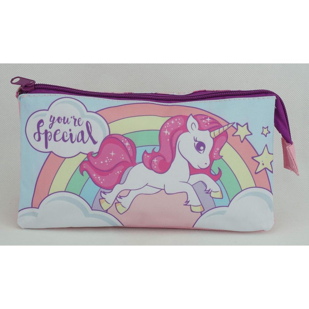 Large Capacity Pencil Pouch - (Unicorn Triple Pencil Case)