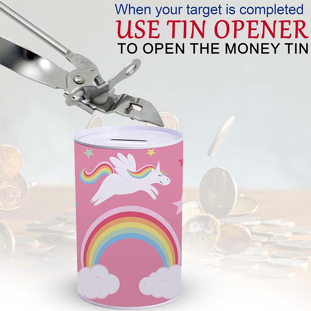 14.5cm Metal Girls Money Tin-Unicorn Design