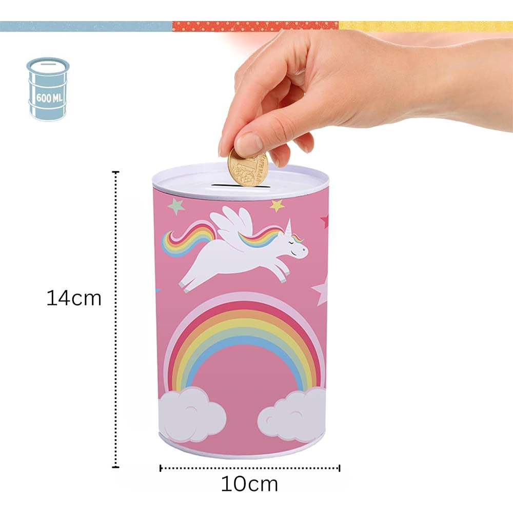 14.5cm Metal Girls Money Tin-Unicorn Design