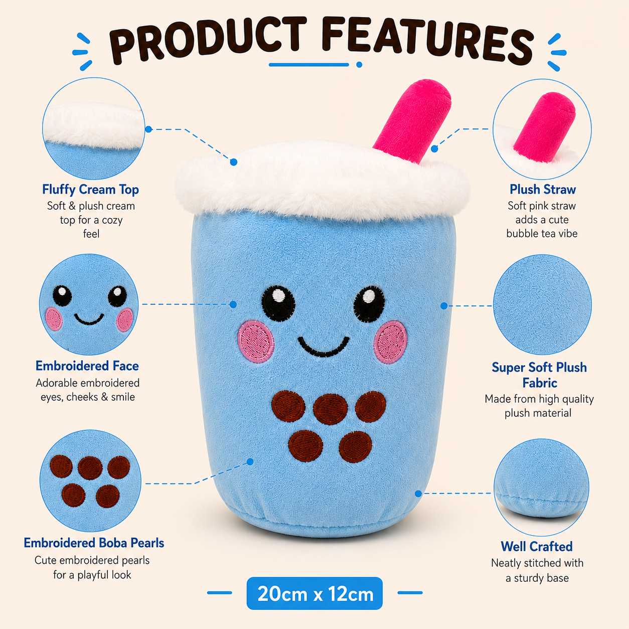 Bubble Tea Plush Toy 20cm