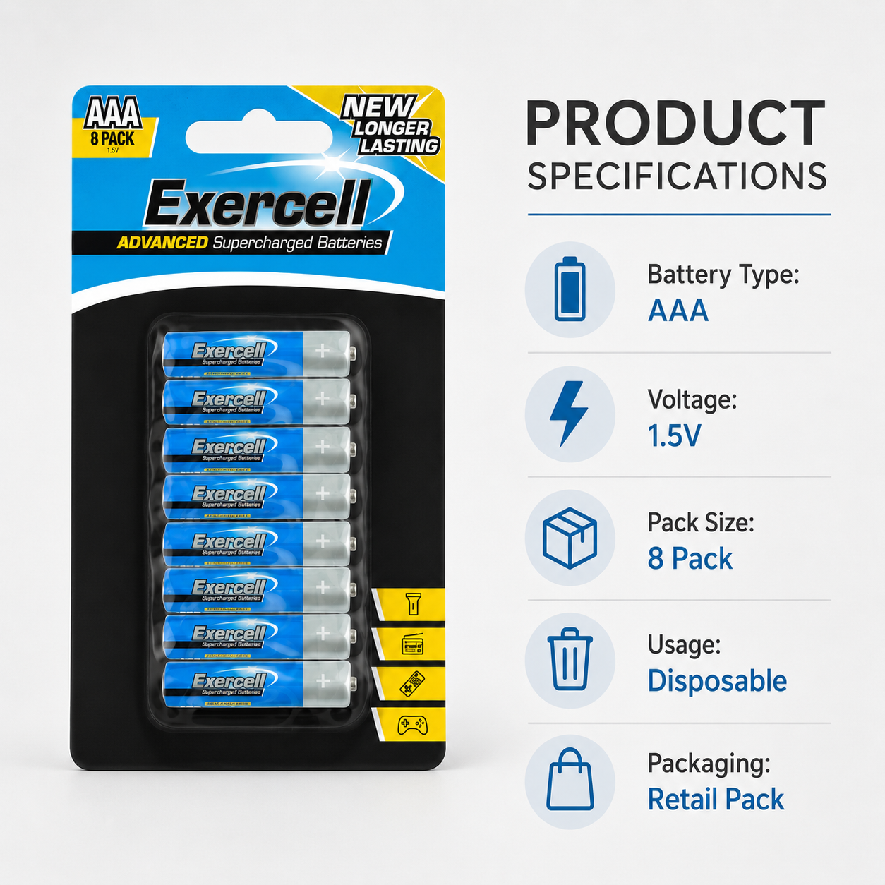 AAA Super Charged Batteries - 8Pk