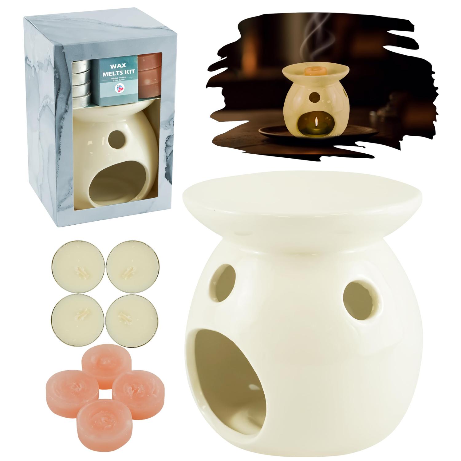 9 Piece Wax Melt Burner Gift Set Ceramic Oil Burner & Tealights