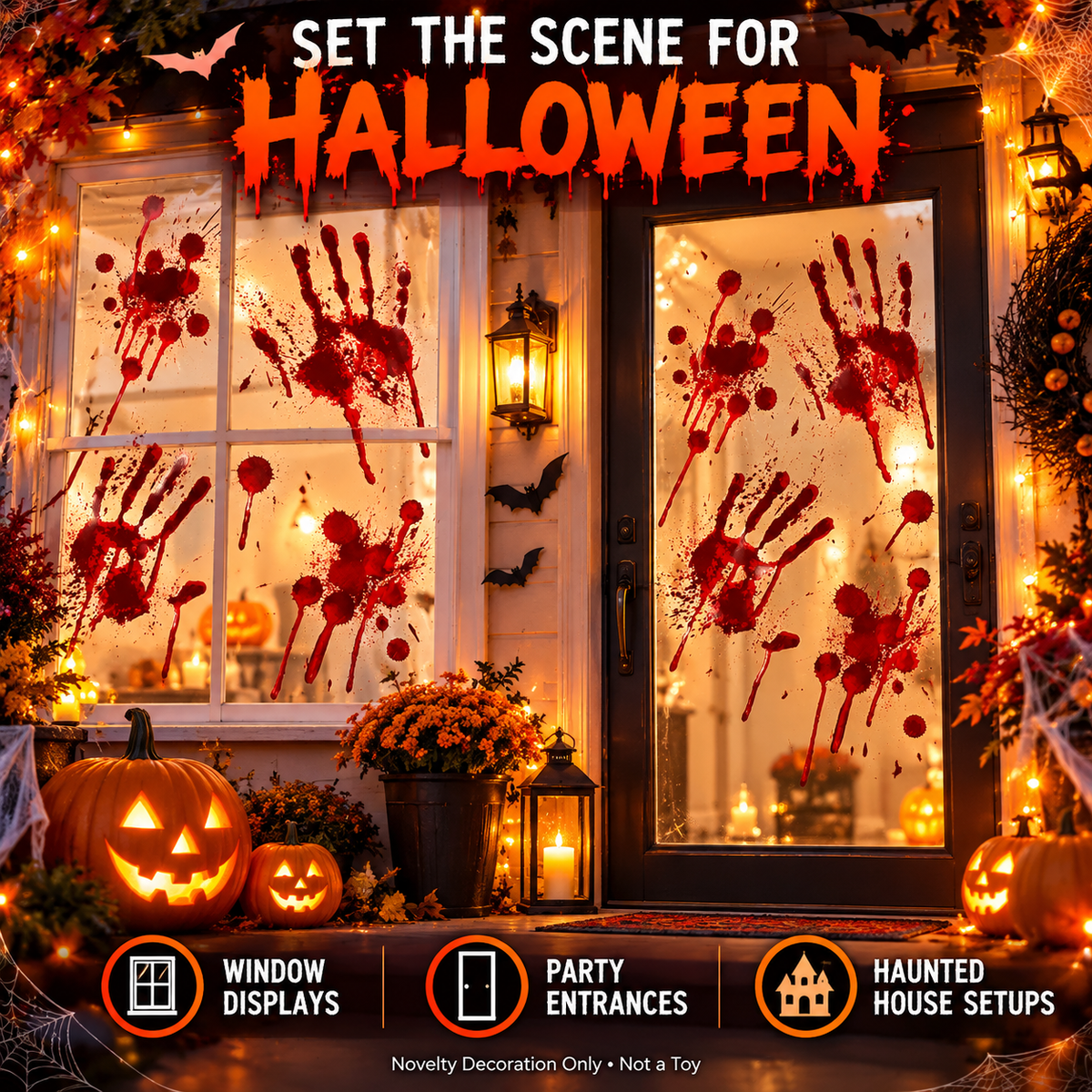 Halloween Bloody Handprint Window Stickers Sheet