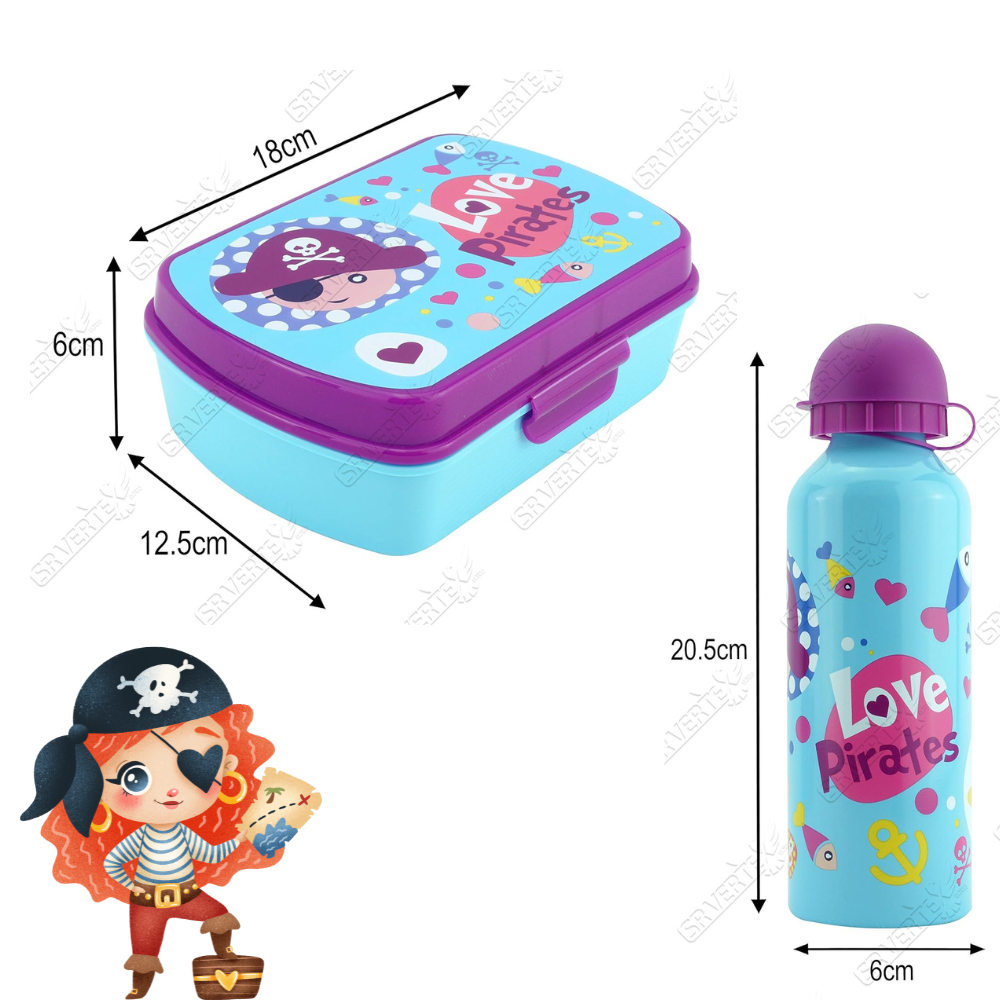 Lunch Box+Aluminium Canteen-Love Pirates