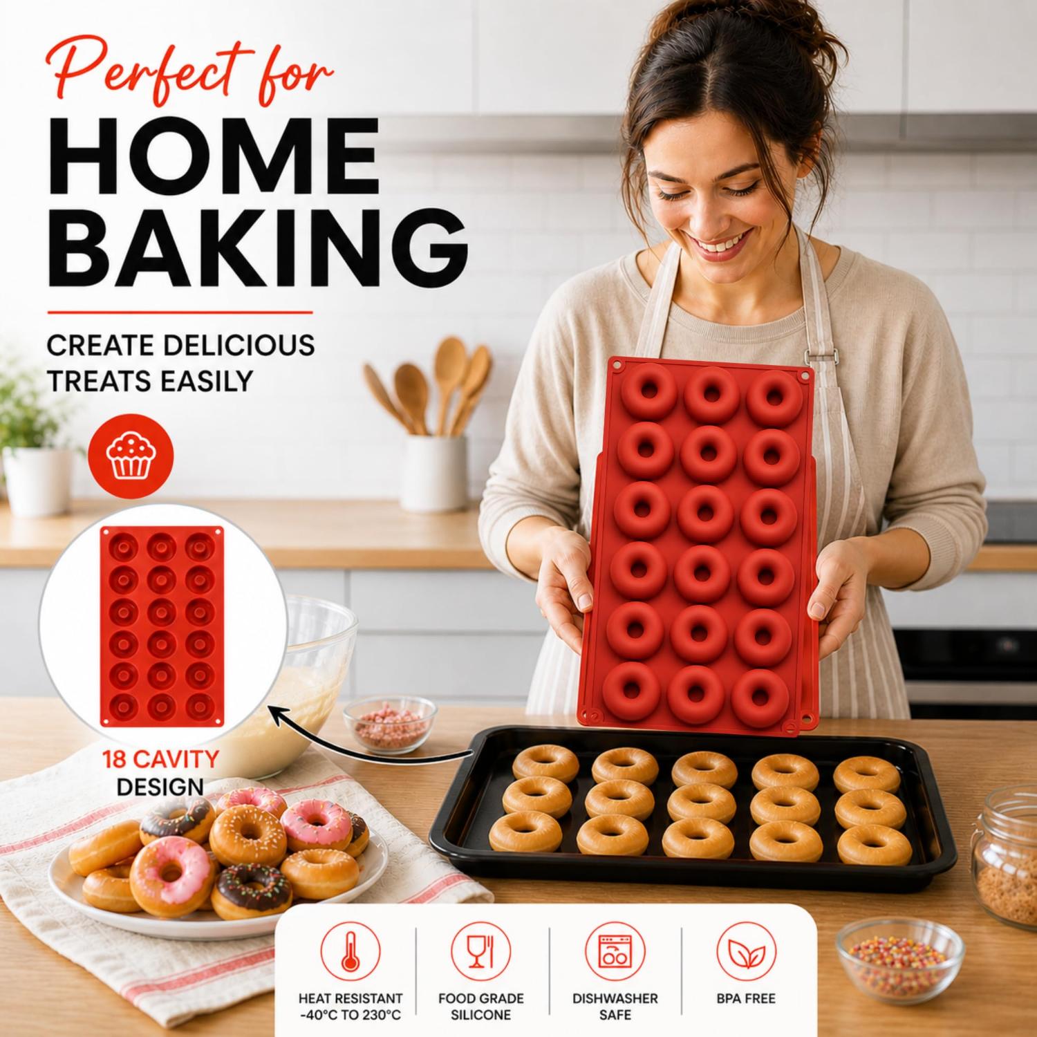 Non Stick Silicone Donut Mould 18 & 8 Cavity - Assorted