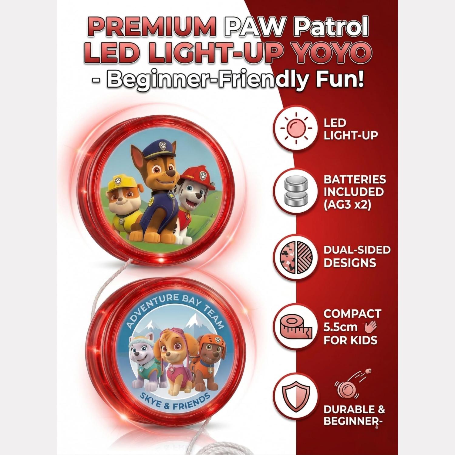 Paw Patrol LED Light-Up YoYo with String - 5.5cm