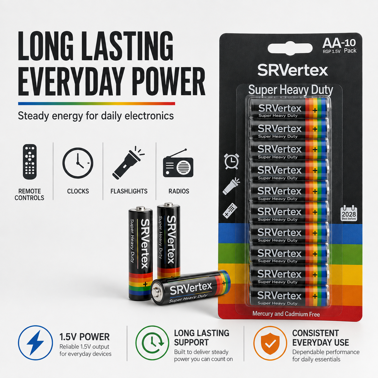 AA Heavy Duty Batteries – 10 Pack