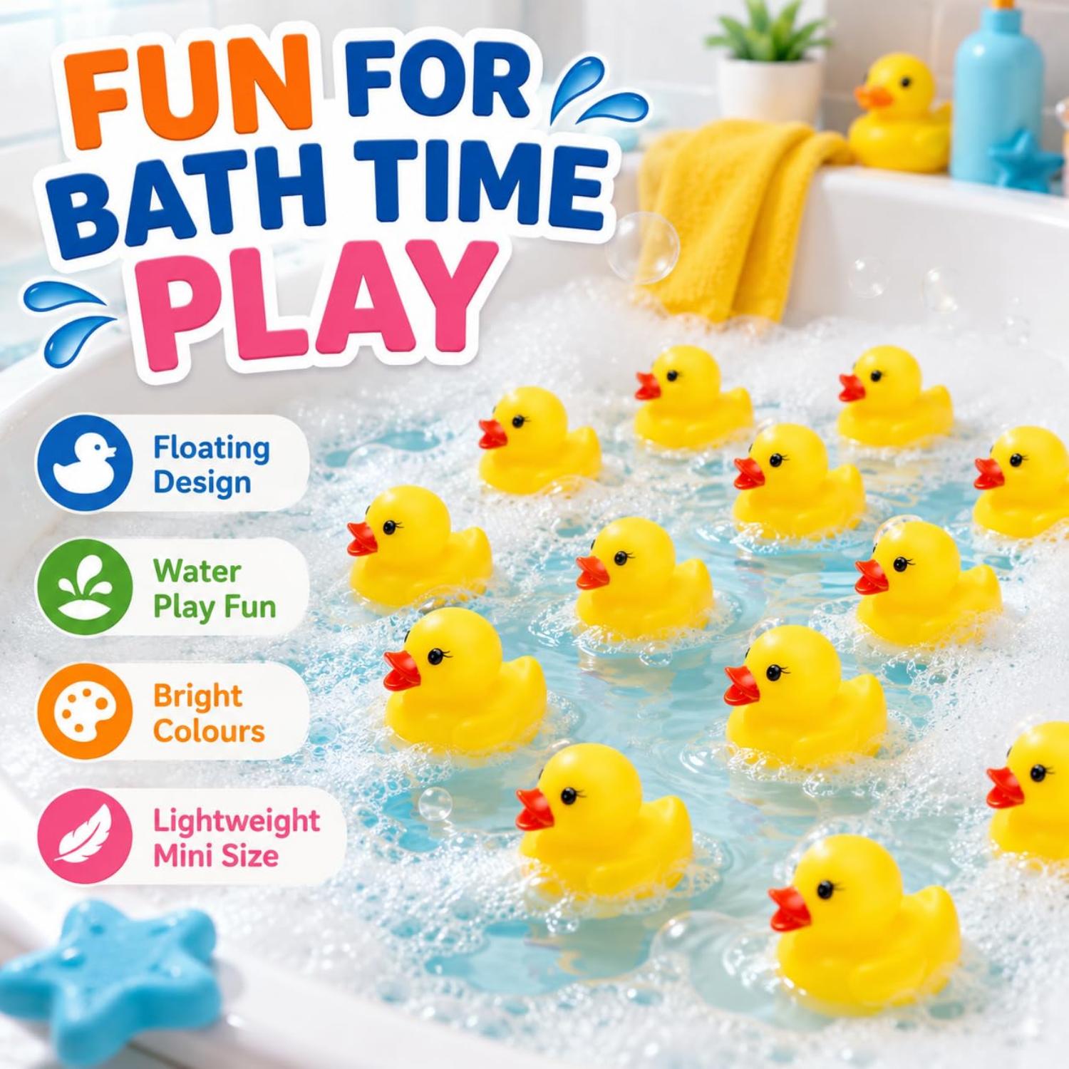 20Pk Mini Rubber Floating Ducks Bath Toys - 3cm