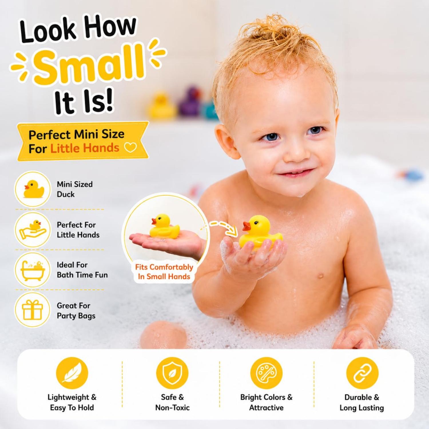 20Pk Mini Rubber Floating Ducks Bath Toys - 3cm