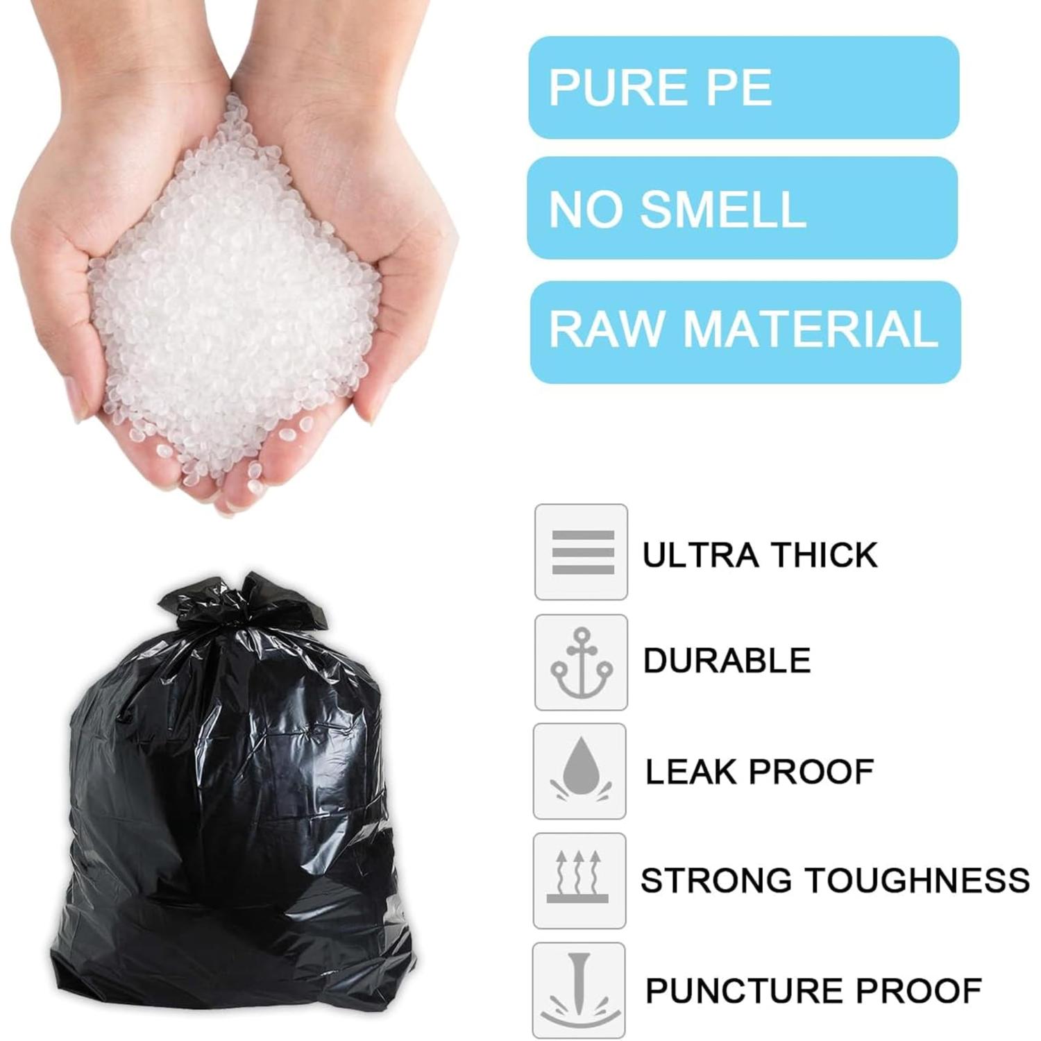 50L Black Trash Bags Heavy Duty Refuse Sacks 20 Pack