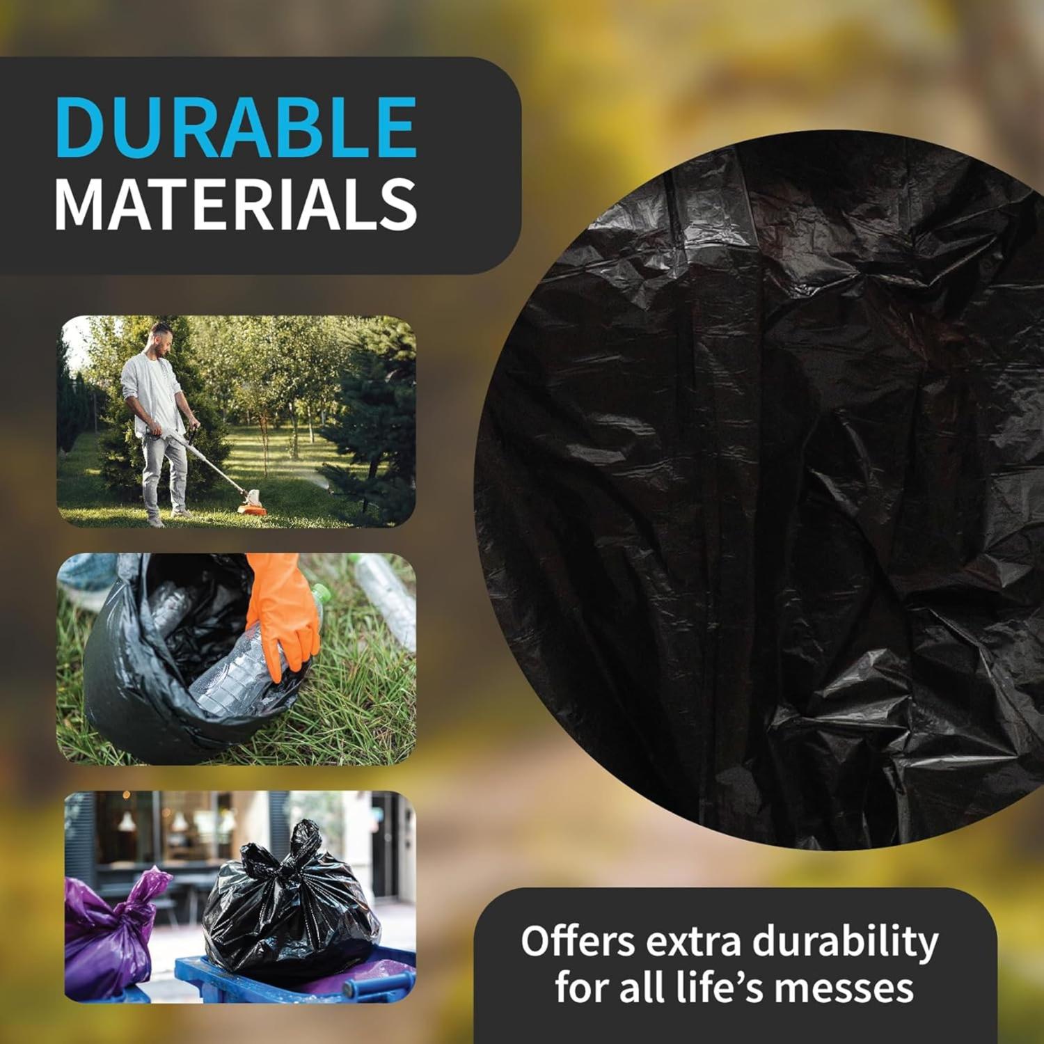 50L Black Trash Bags Heavy Duty Refuse Sacks 20 Pack