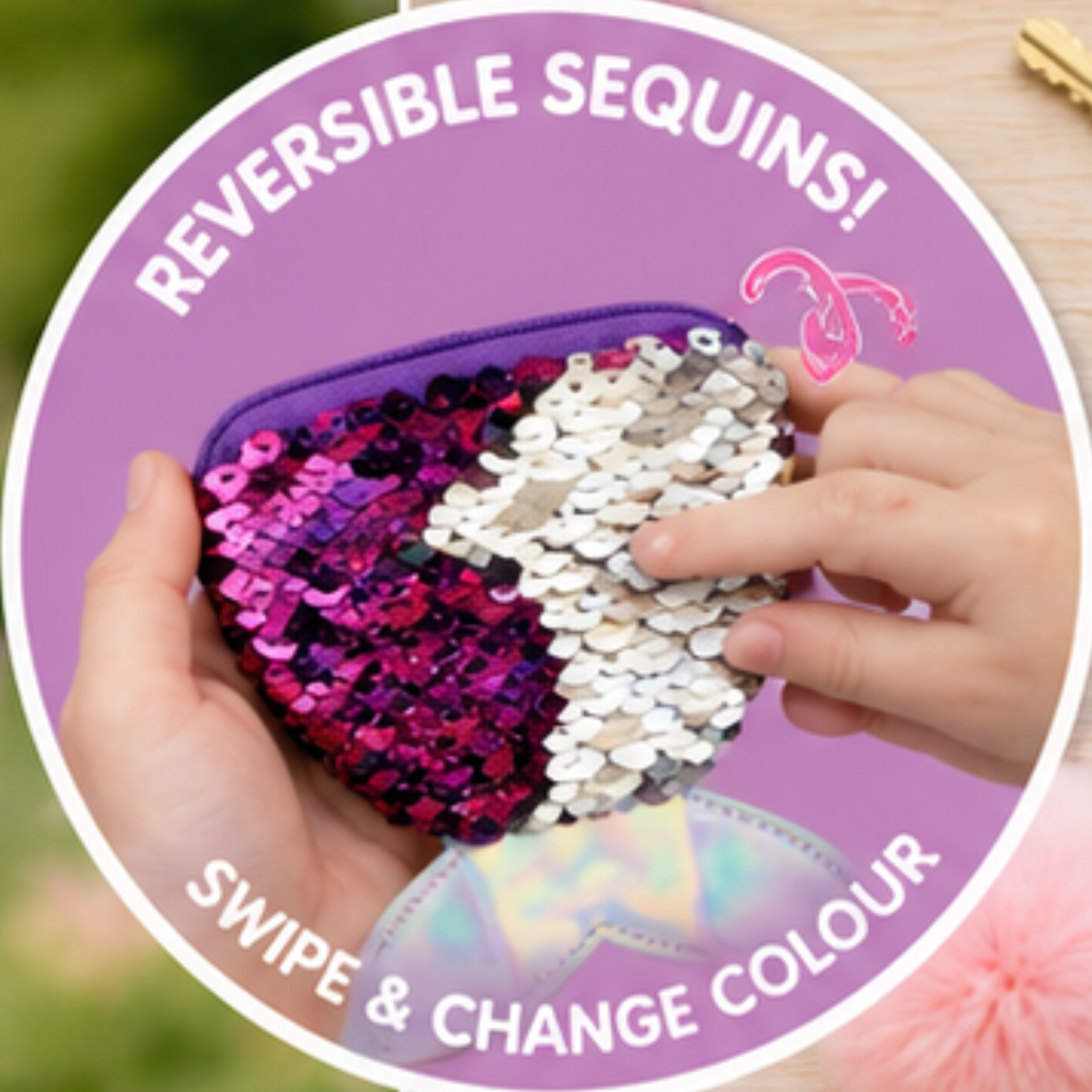 14cm Mermaid Tail Sequin Purse Keyring - Random