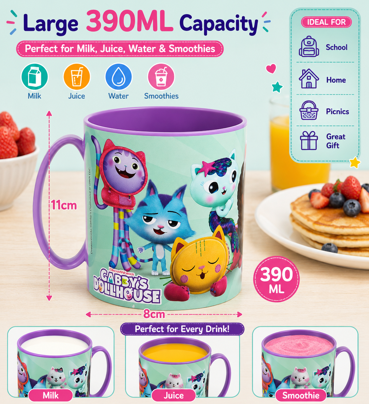 Kids Microwave Mug Reusable Plastic Cup - 390ml