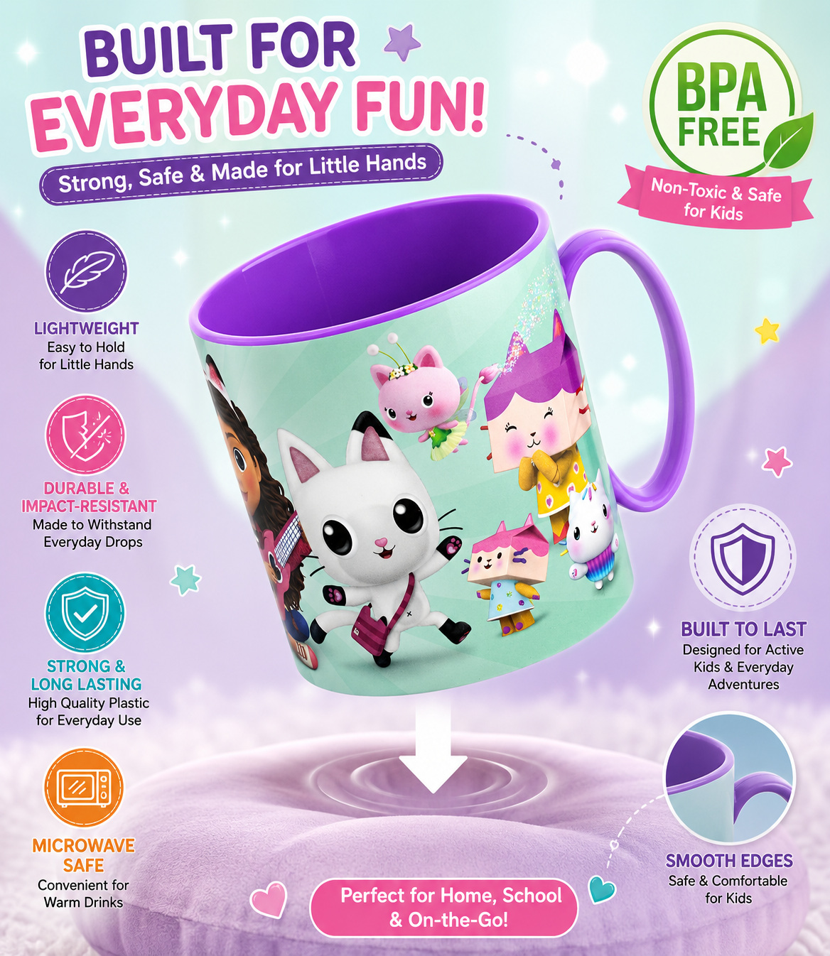 Kids Microwave Mug Reusable Plastic Cup - 390ml