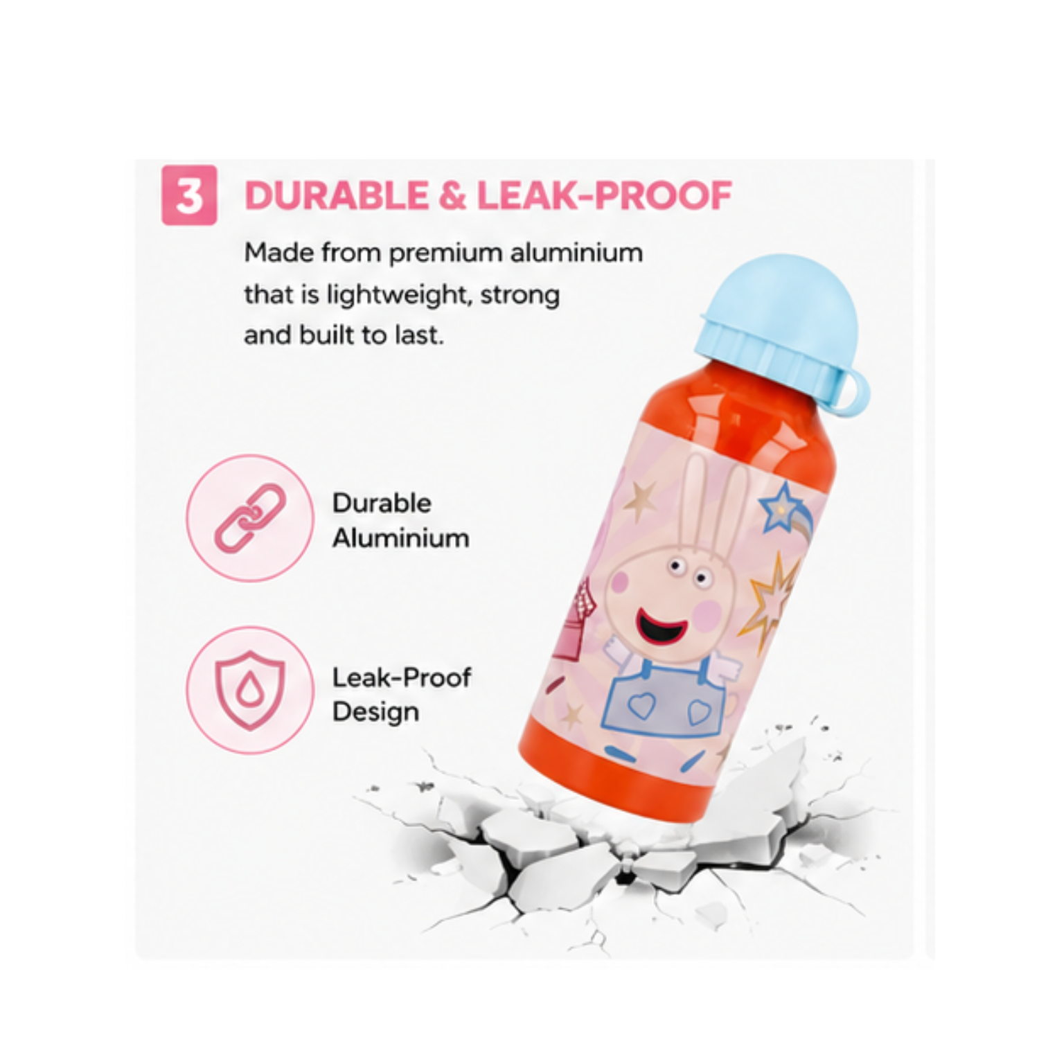 Aluminium Water Bottle 400ml - Peppa Pig