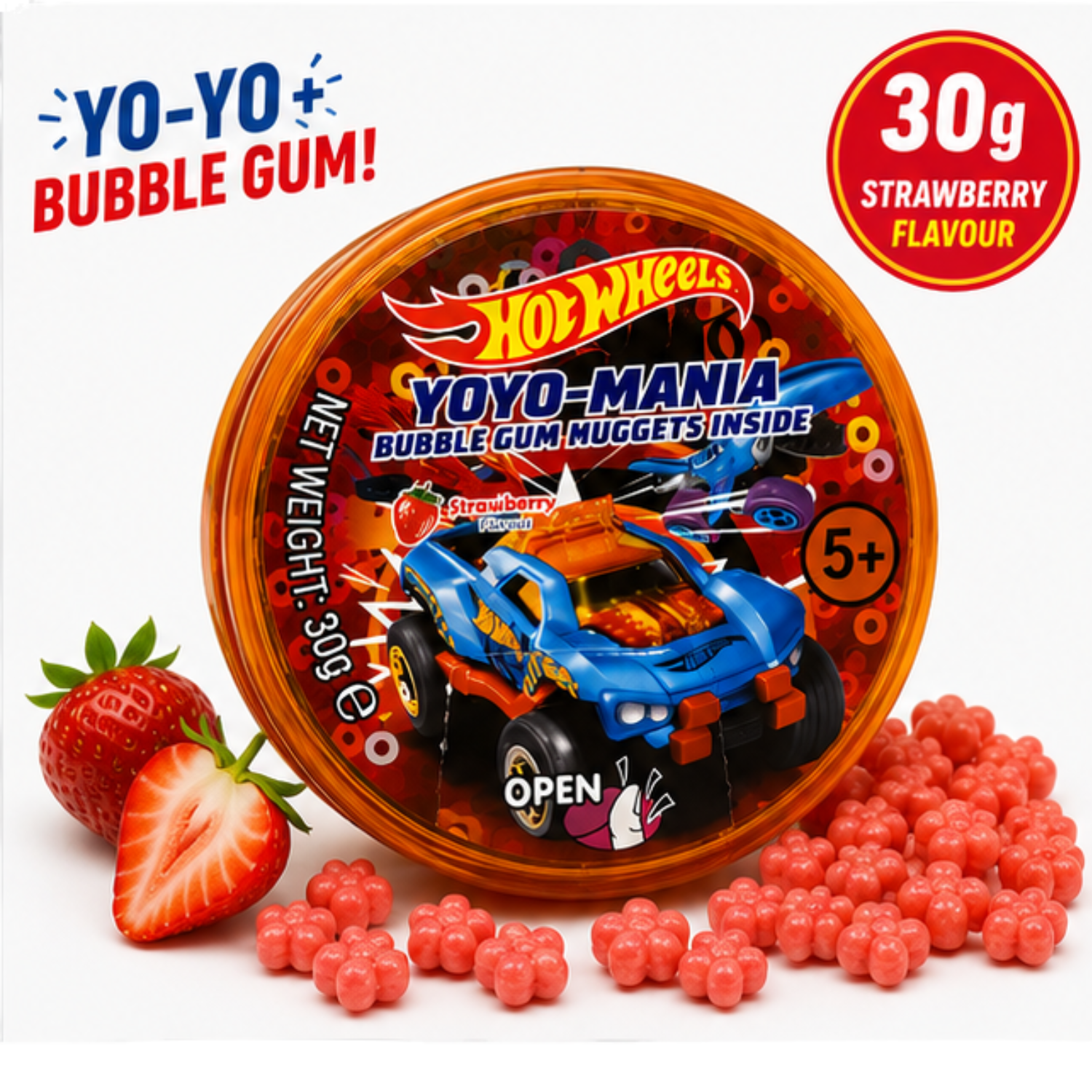 Hot Wheels Yo-Yo with Strawberry Bubble Gum 30g