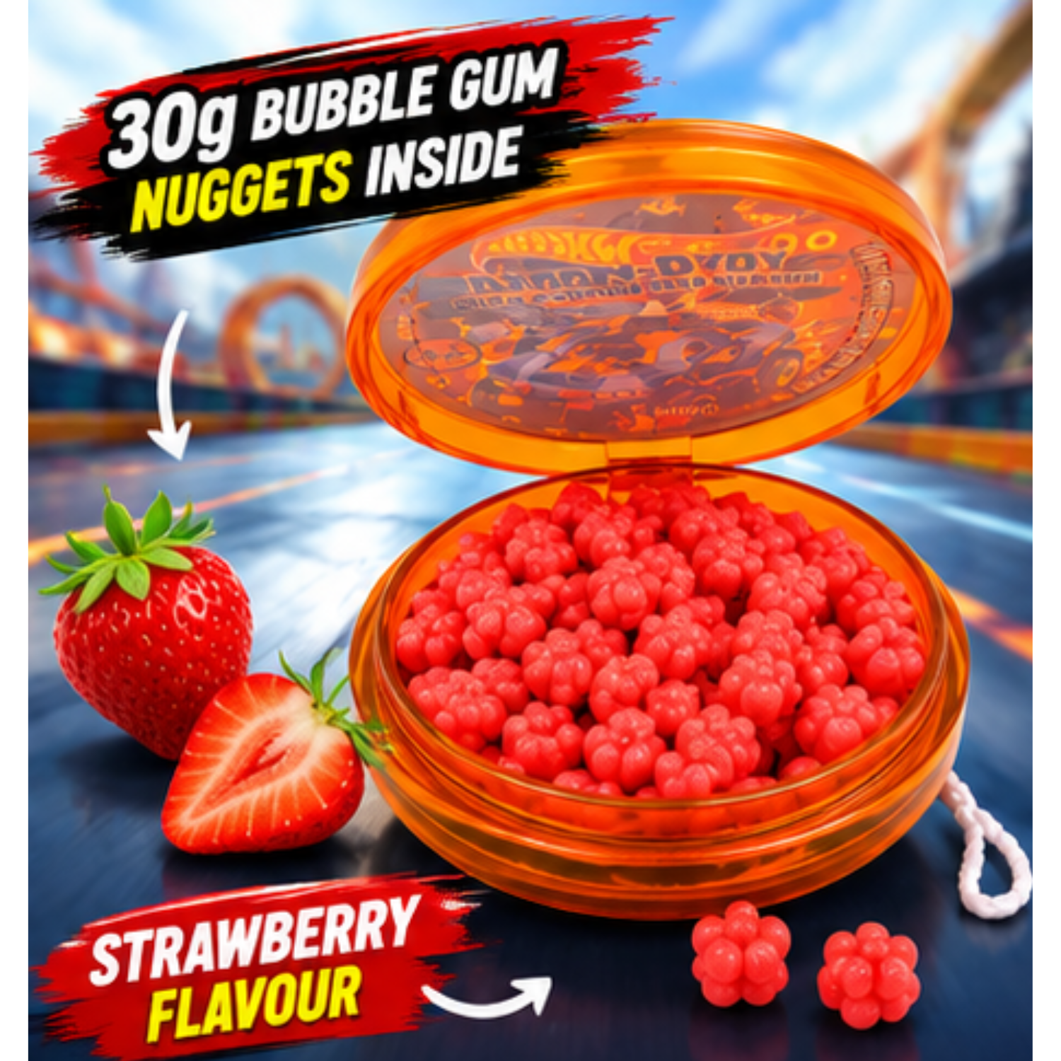 Hot Wheels Yo-Yo with Strawberry Bubble Gum 30g