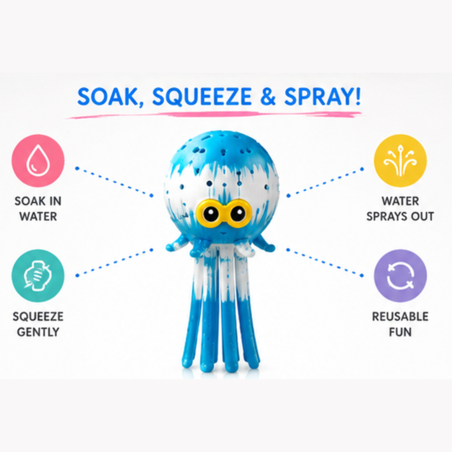 15cm Water Splash Octopus Water Absorption Bath Toy