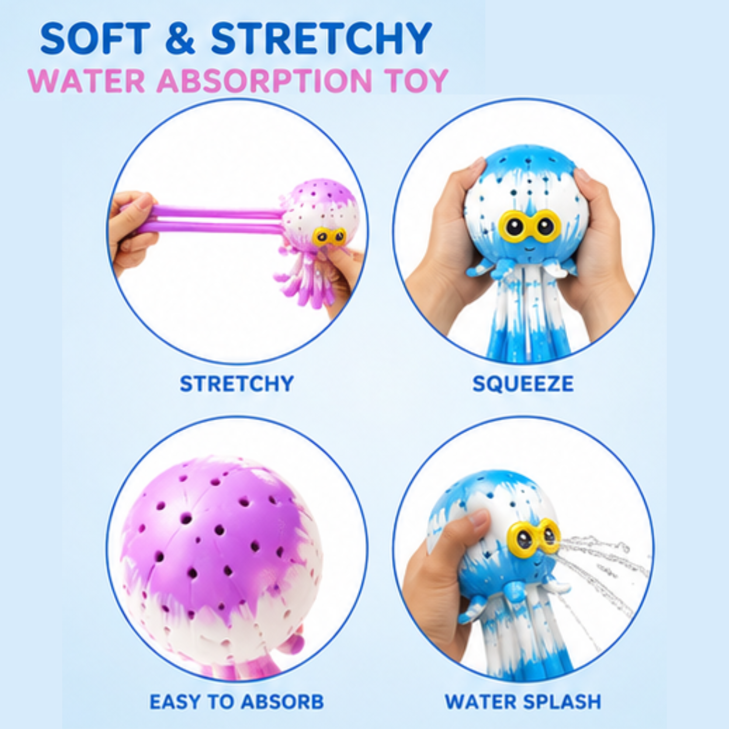 15cm Water Splash Octopus Water Absorption Bath Toy