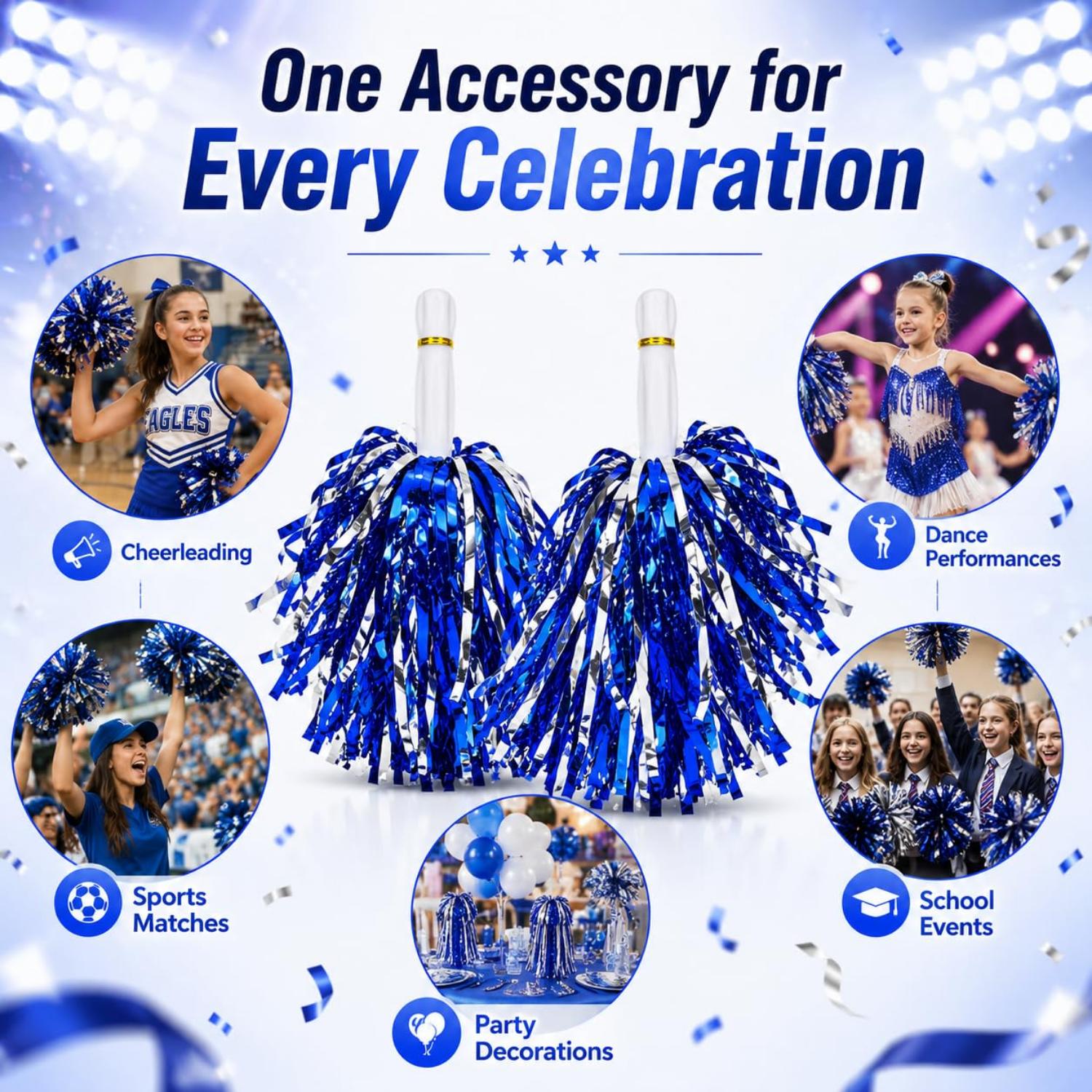 35cm Cheerleading Pom Poms Dance & Sports Events - Assorted