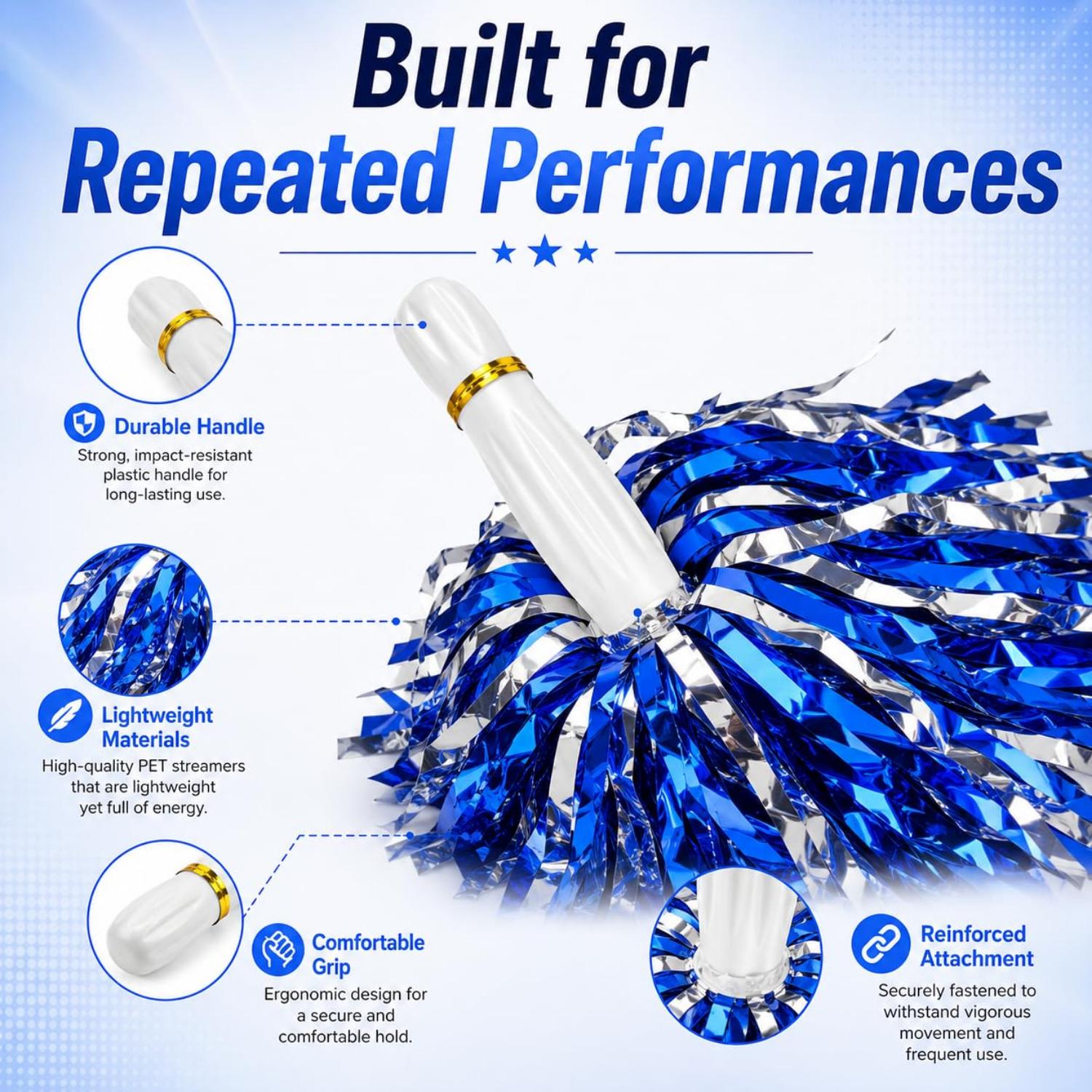 35cm Cheerleading Pom Poms Dance & Sports Events - Assorted