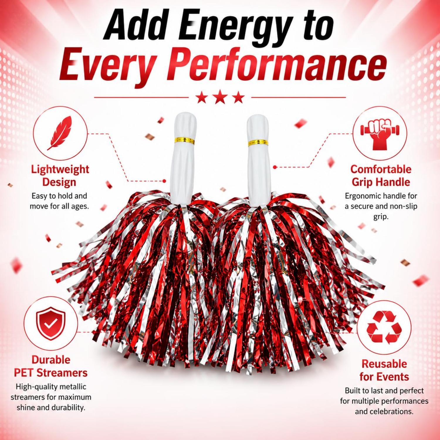 35cm Cheerleading Pom Poms Dance & Sports Events - Assorted