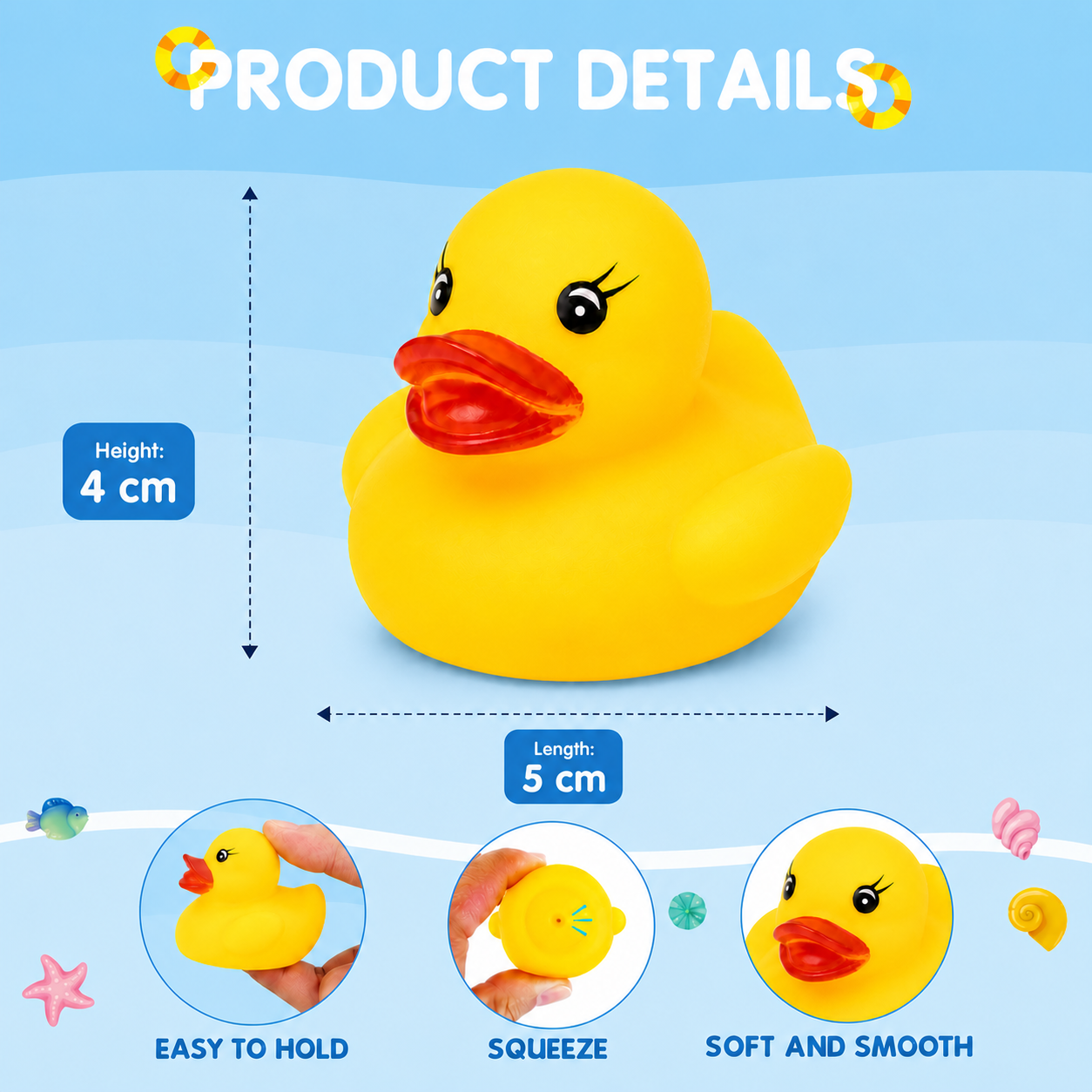 1x Yellow Squeaky Bath Duck 5cm