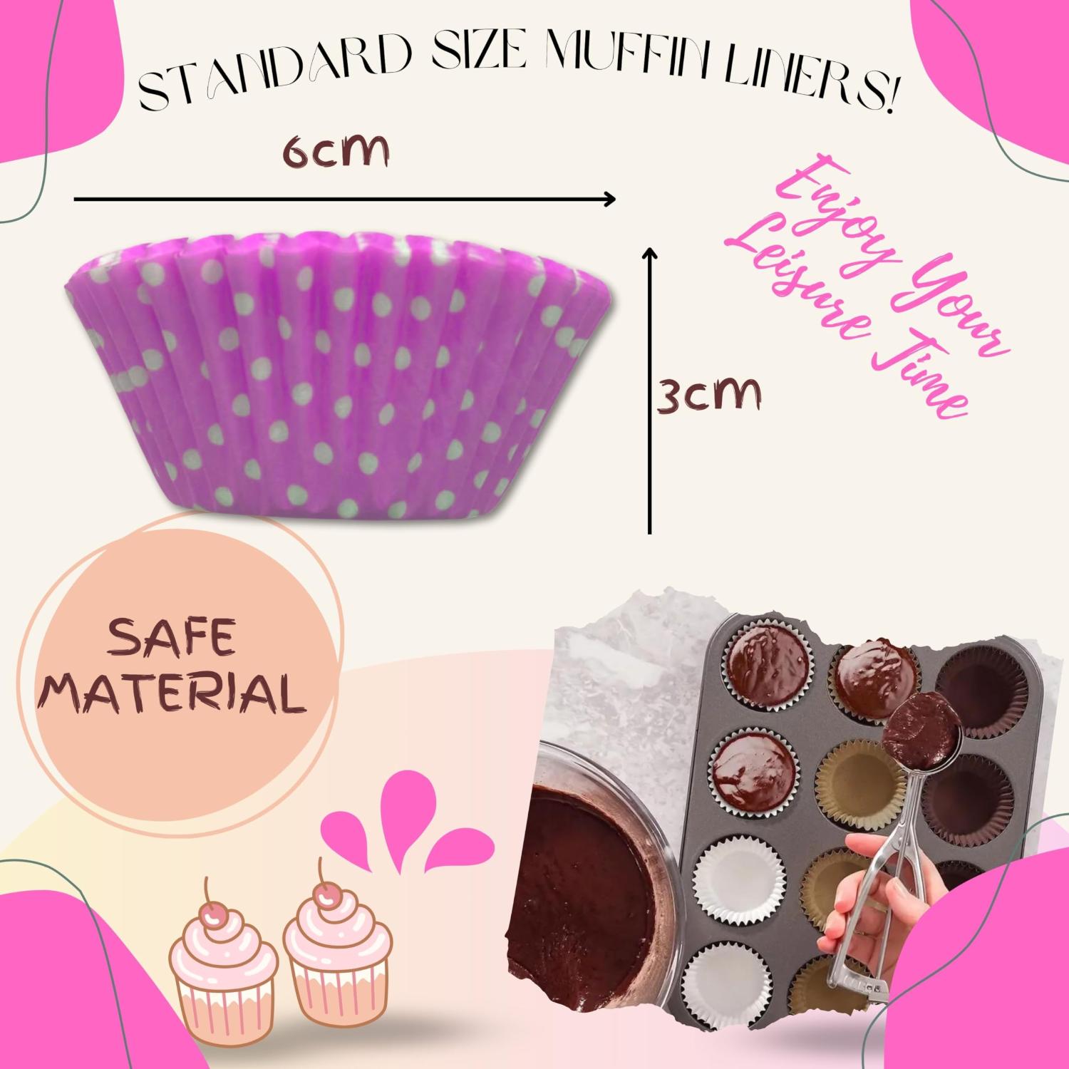 Polka Dot Cupcake Cases Disposable Muffin Baking Cups 72 Pack