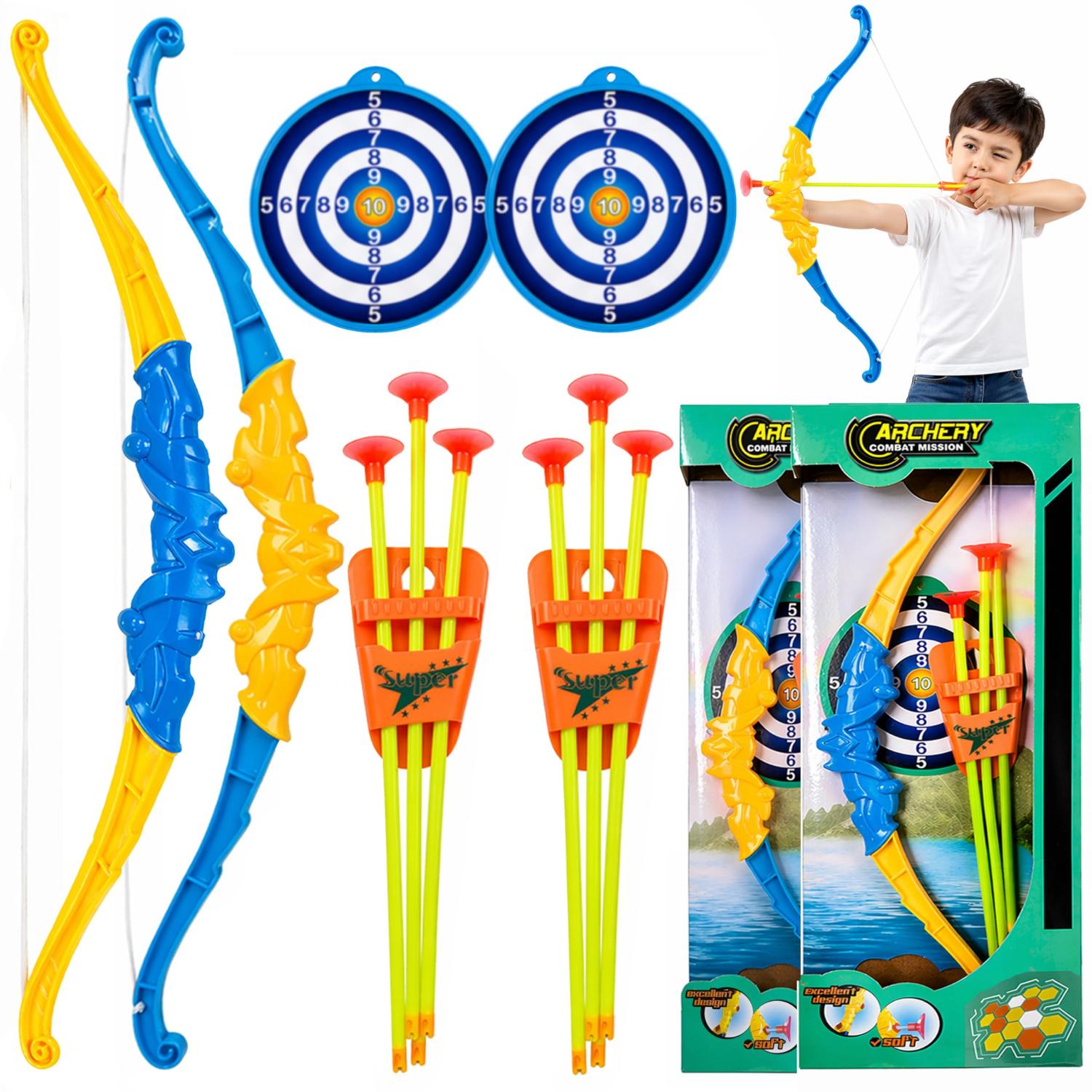 43cm Kids Archery Set with Bow, Arrow, Suction Arrows & Target – Assorted