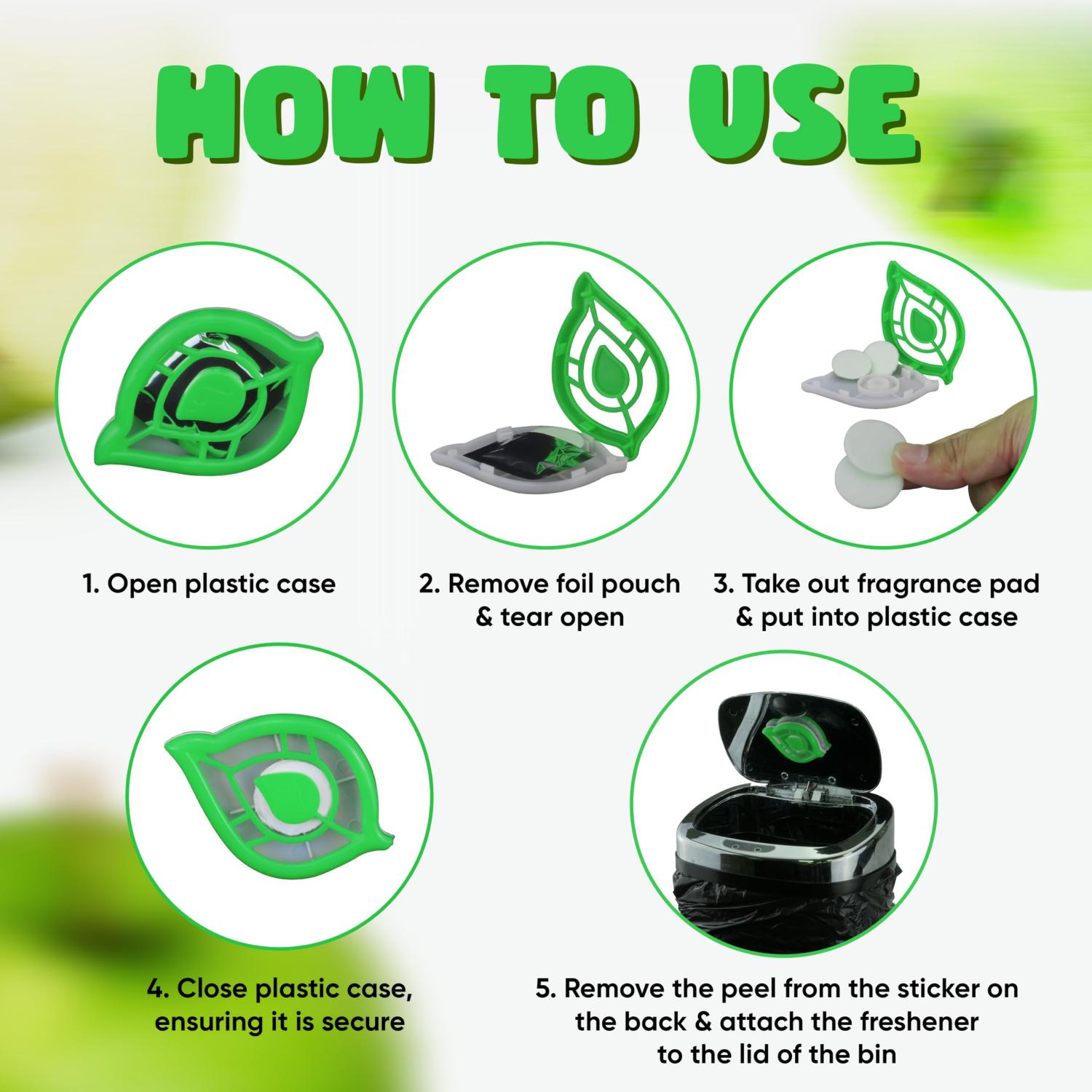 2Pk Self Adhesive Leaf Design Bin Fresheners