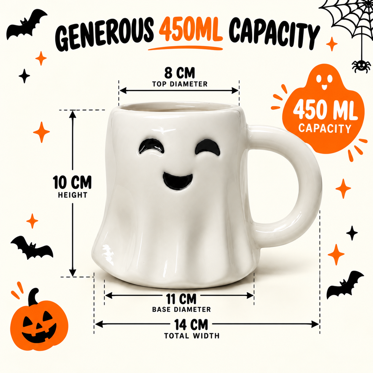 450ml Halloween Ghost Ceramic Mug - 14cm