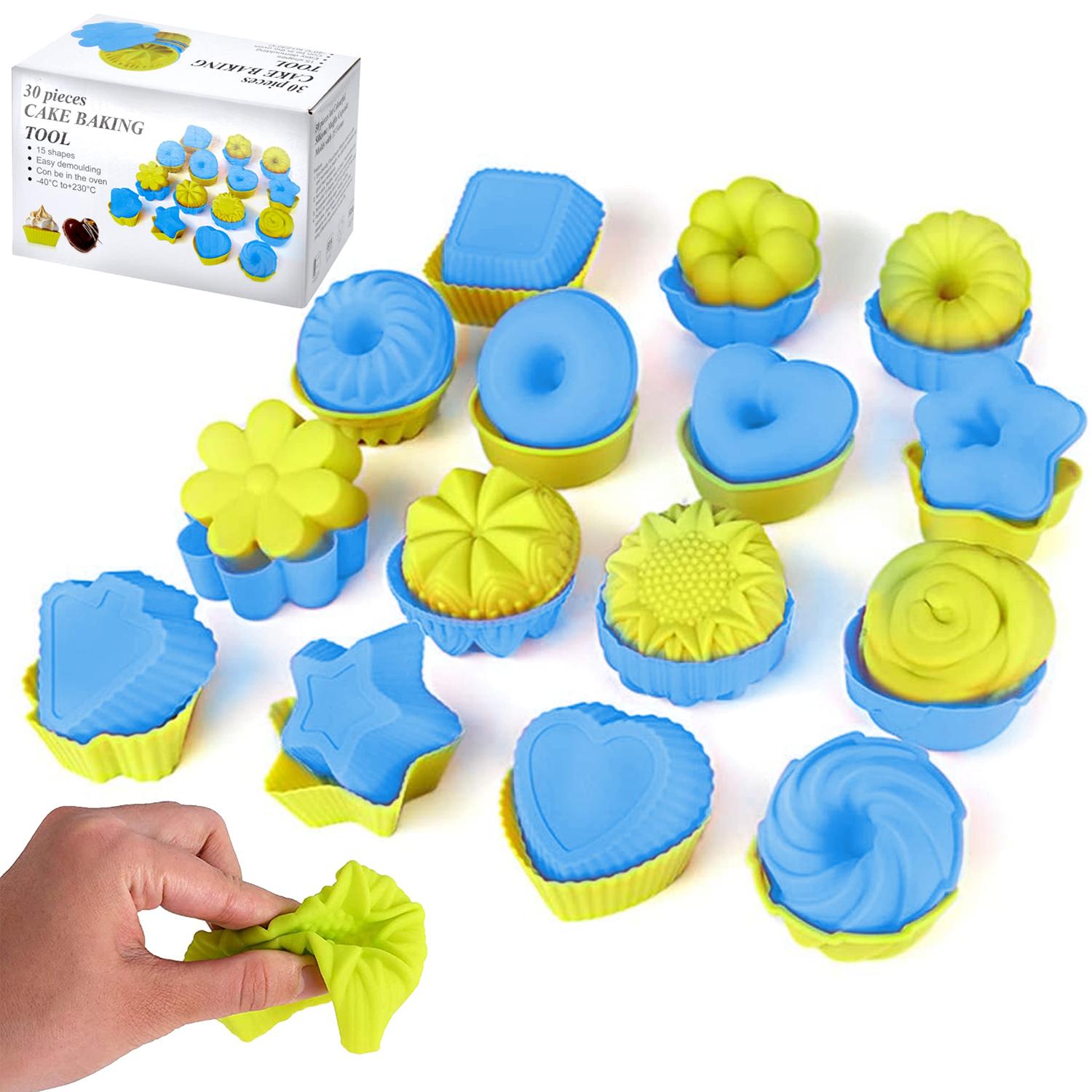 Reusable Silicone Muffin Cases Non-Stick Assorted Baking Moulds