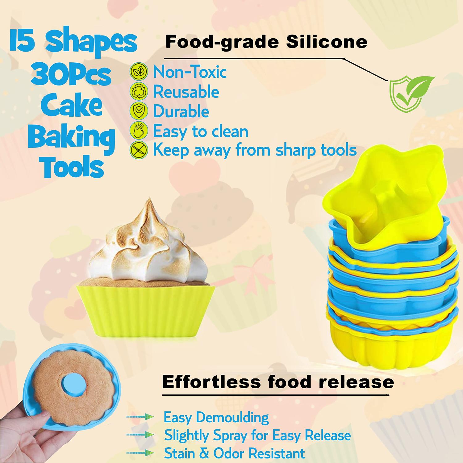 Reusable Silicone Muffin Cases Non-Stick Assorted Baking Moulds