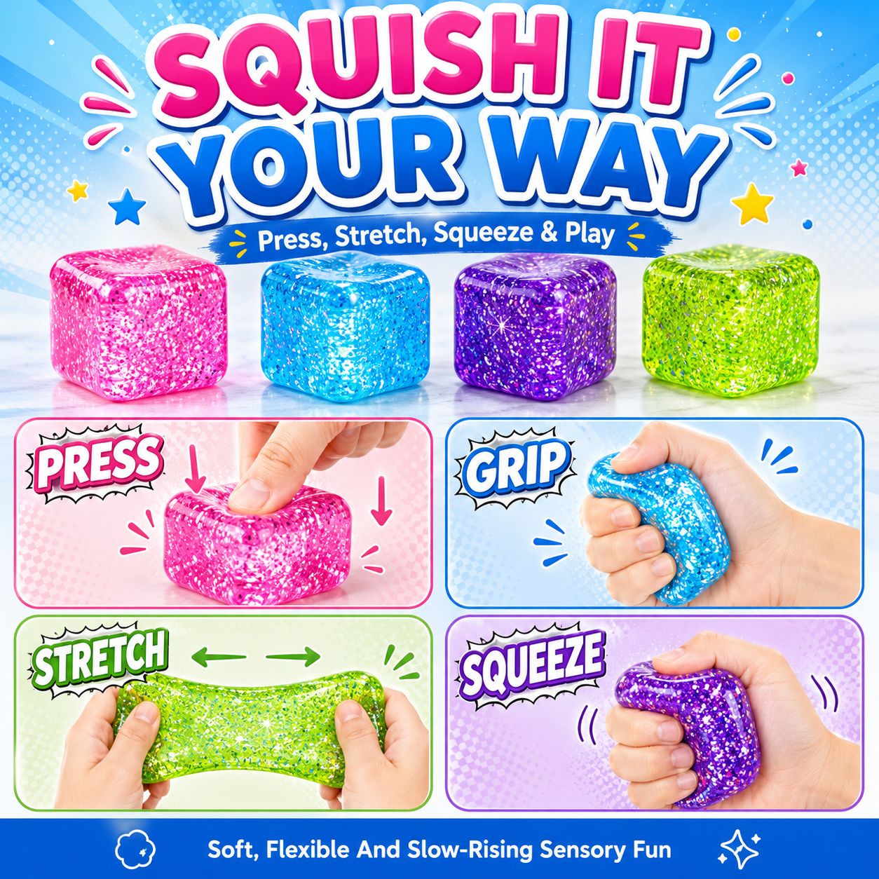 1x Random Squishy Cube Fidget Toy