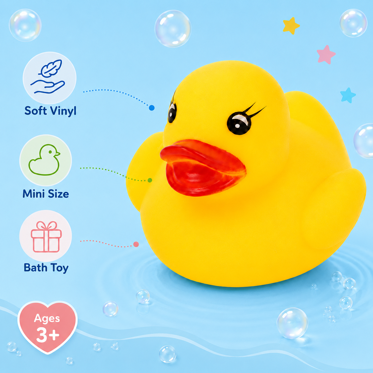 1x Yellow Squeaky Bath Duck 5cm